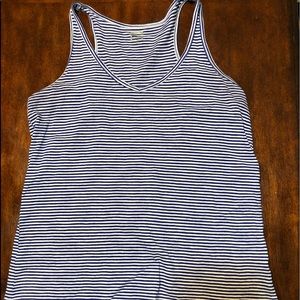 Navy blue/White striped Racerback Tank